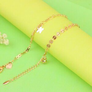 "Rose Gold Butterfly Charm Anklet in Dual Link Design, XPAL1189